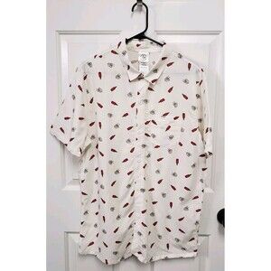 Sriracha Mens Collared Short Sleeve Button Up Shirt Size M